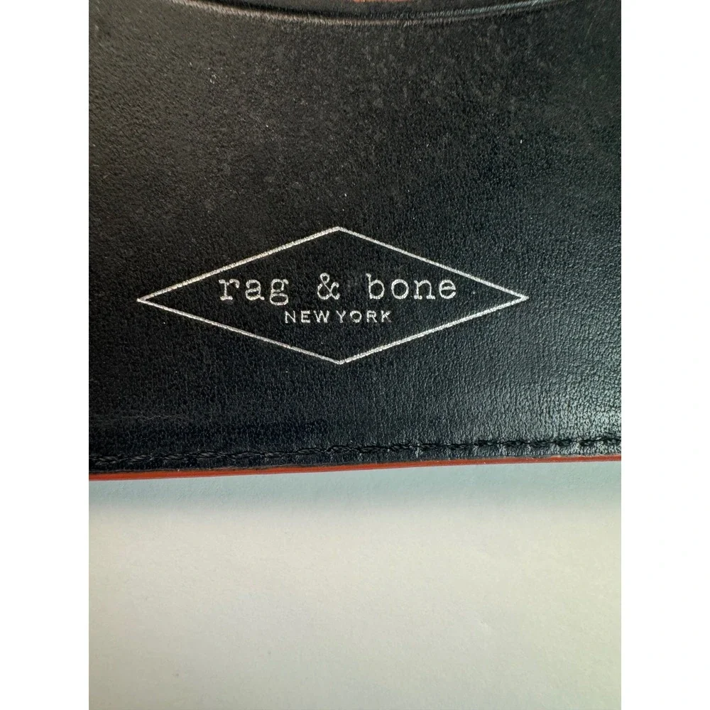 Rag & Bone Mens Black Leather Bifold Wallet with Red Contrast Edge